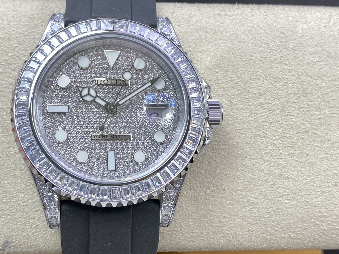Rolex Yacht Master 226679TBR White Gold 42mm Baguette Diamond Watch